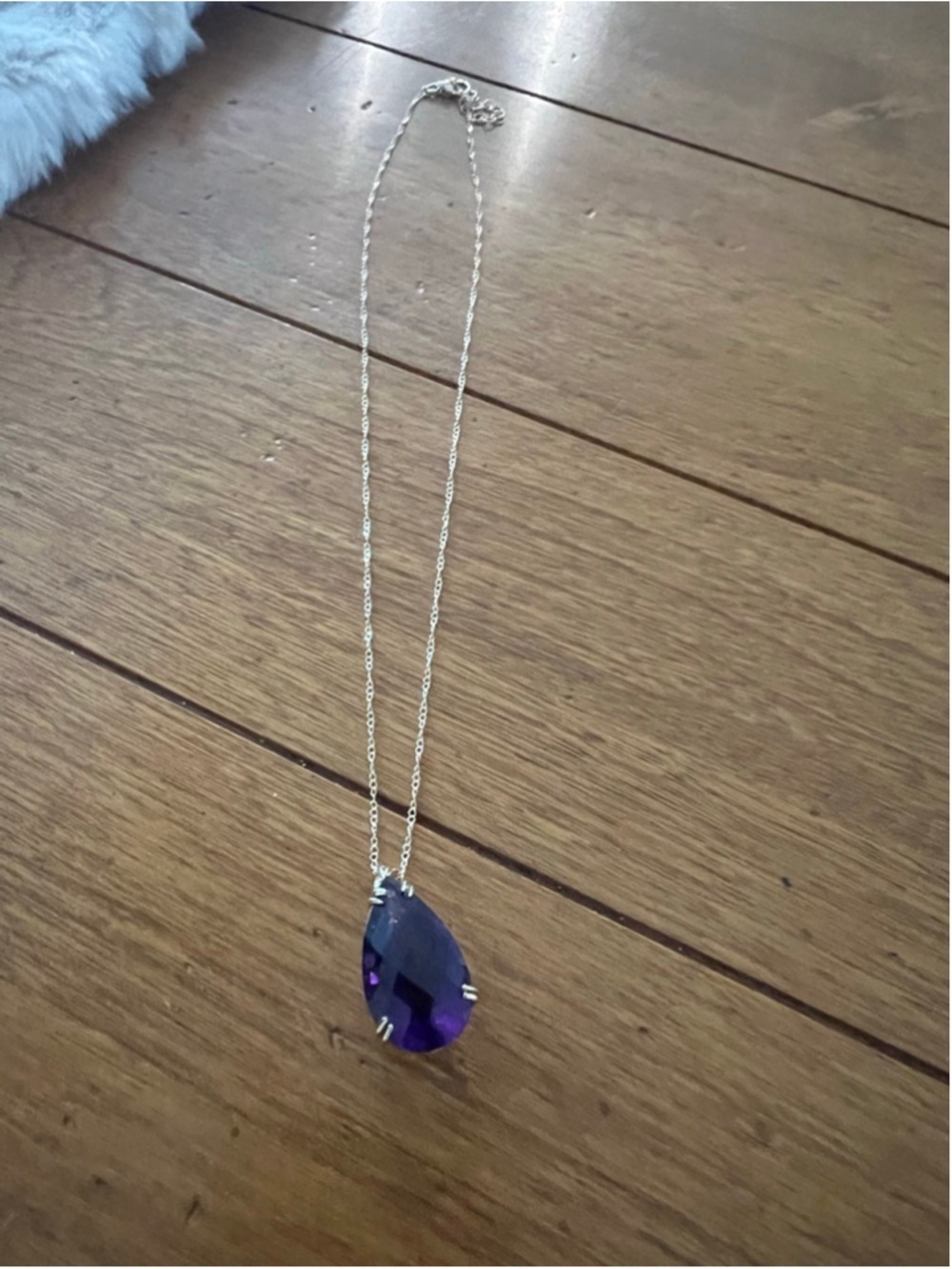 New African Amethyst Purple Teardrop Pendant 925 Necklace 9in with 2in extended